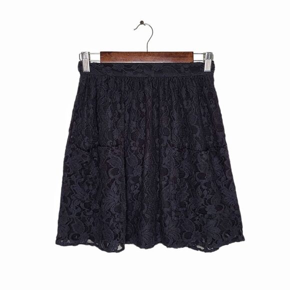 Kimchi Blue | Black Lined Lace Pocket Skirt | 2 - Picture 5 of 14
